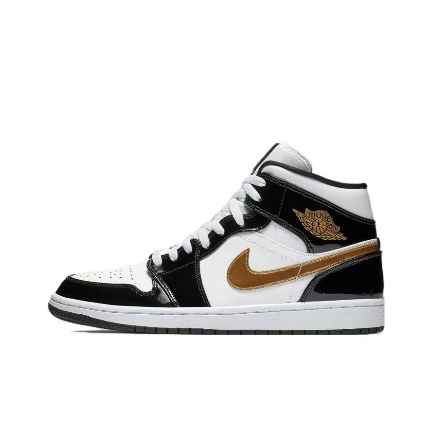 Air Jordan 1 AJ1黑白金 2023版男子中帮实战篮球鞋 852542-007
