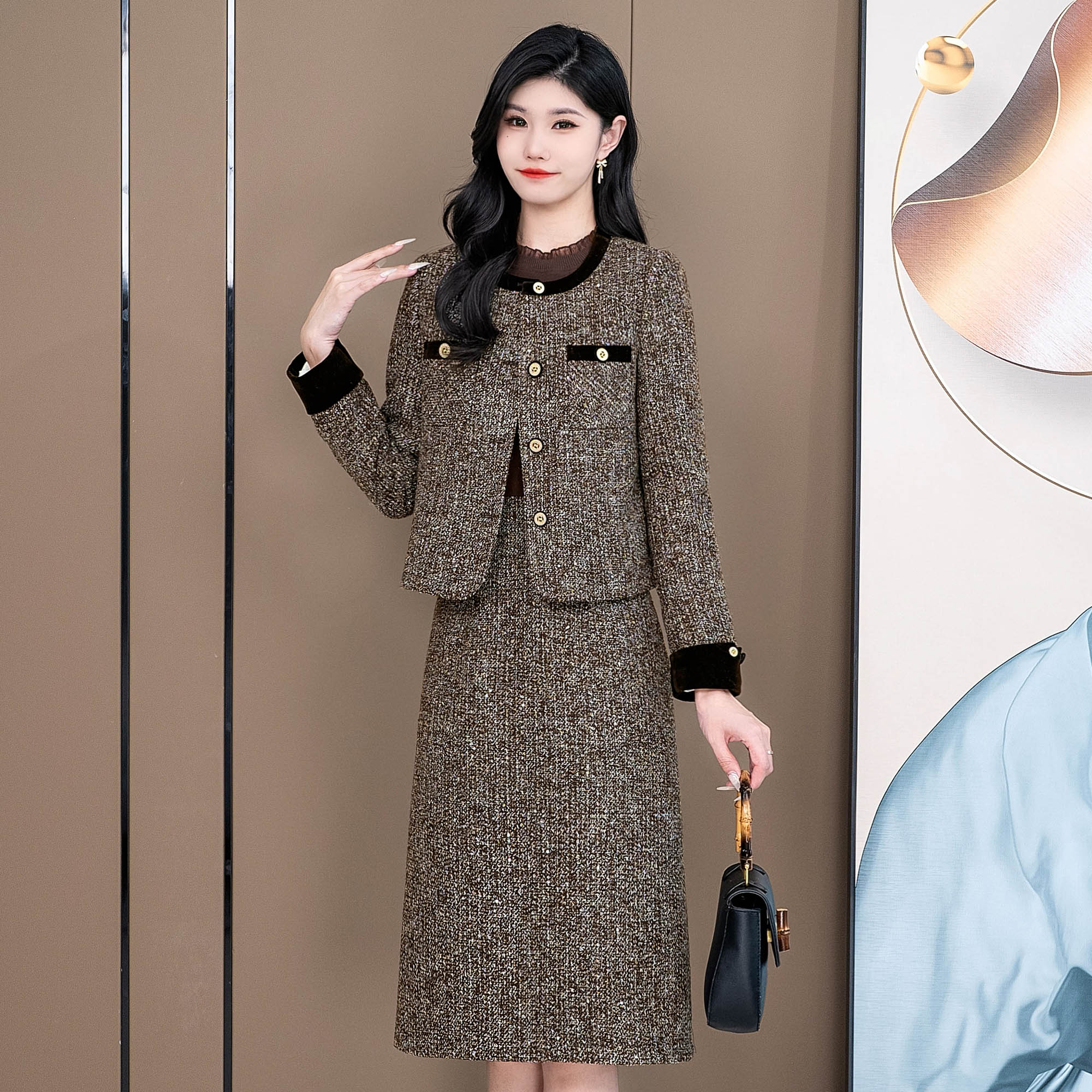 2023冬季新款气质小香风法式显瘦减龄复古两件套ADYS-2257