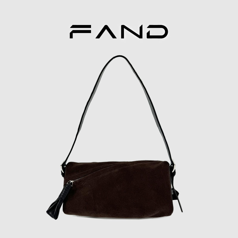 FAND『扭扭糖』小众设计复古磨砂牛皮法棍腋下包