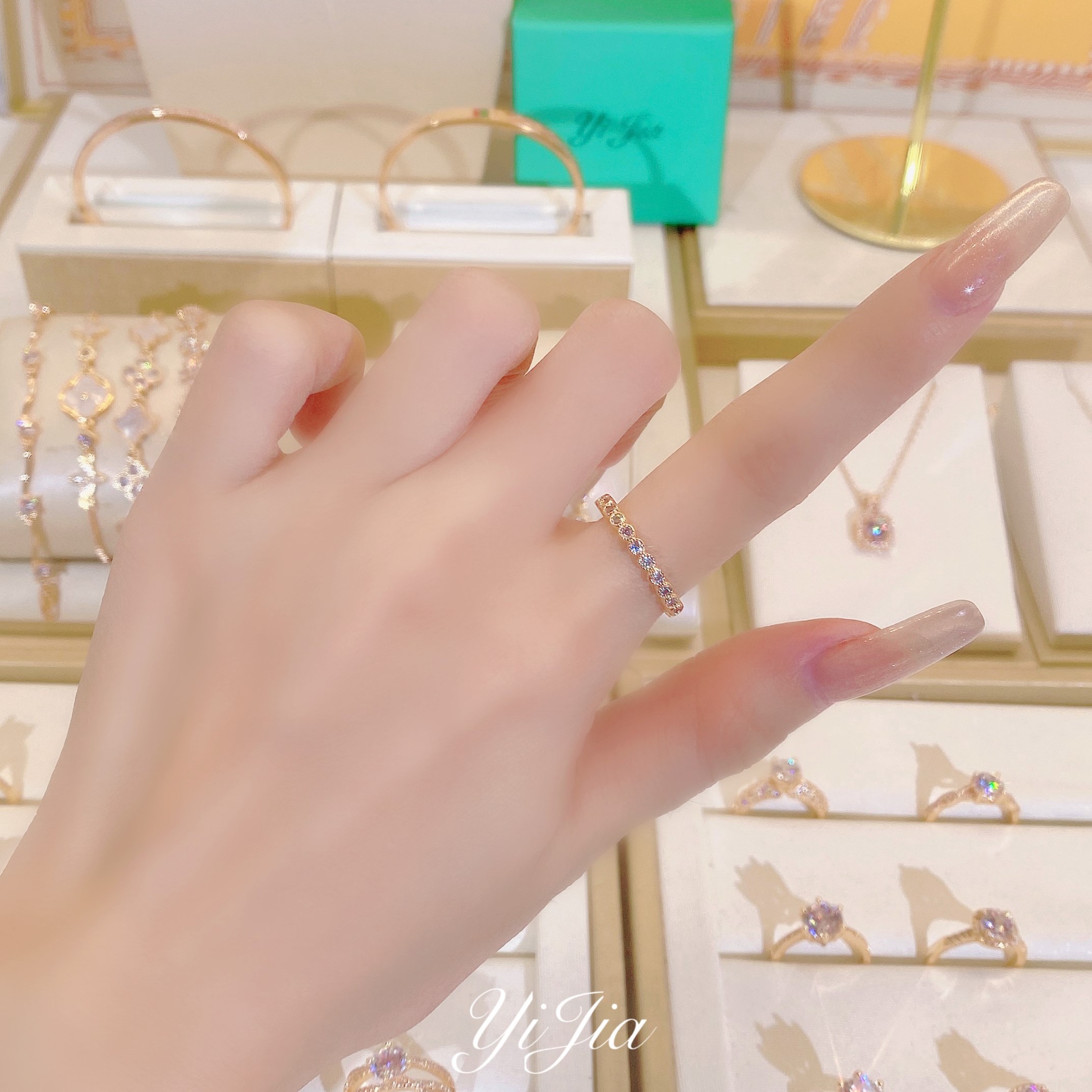 铜合金合成锆石戒指 满天星FS707香槟色美德拉五金女孩戒指饰品