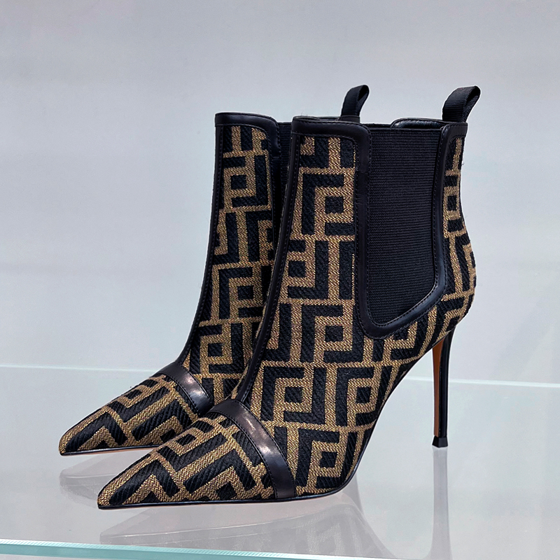 【现货】靴子女短靴2023秋冬季新款时尚气质百搭女士细跟高跟鞋7522