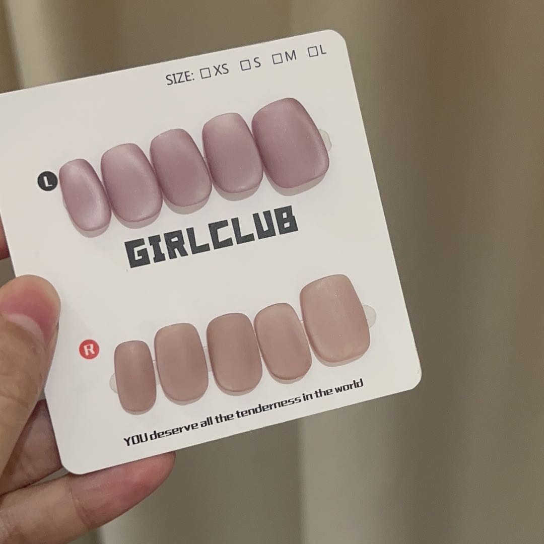 【粉雾海】GIRLCLUB新款 复古磨砂猫眼  气质纯手工穿戴甲 日常裸色