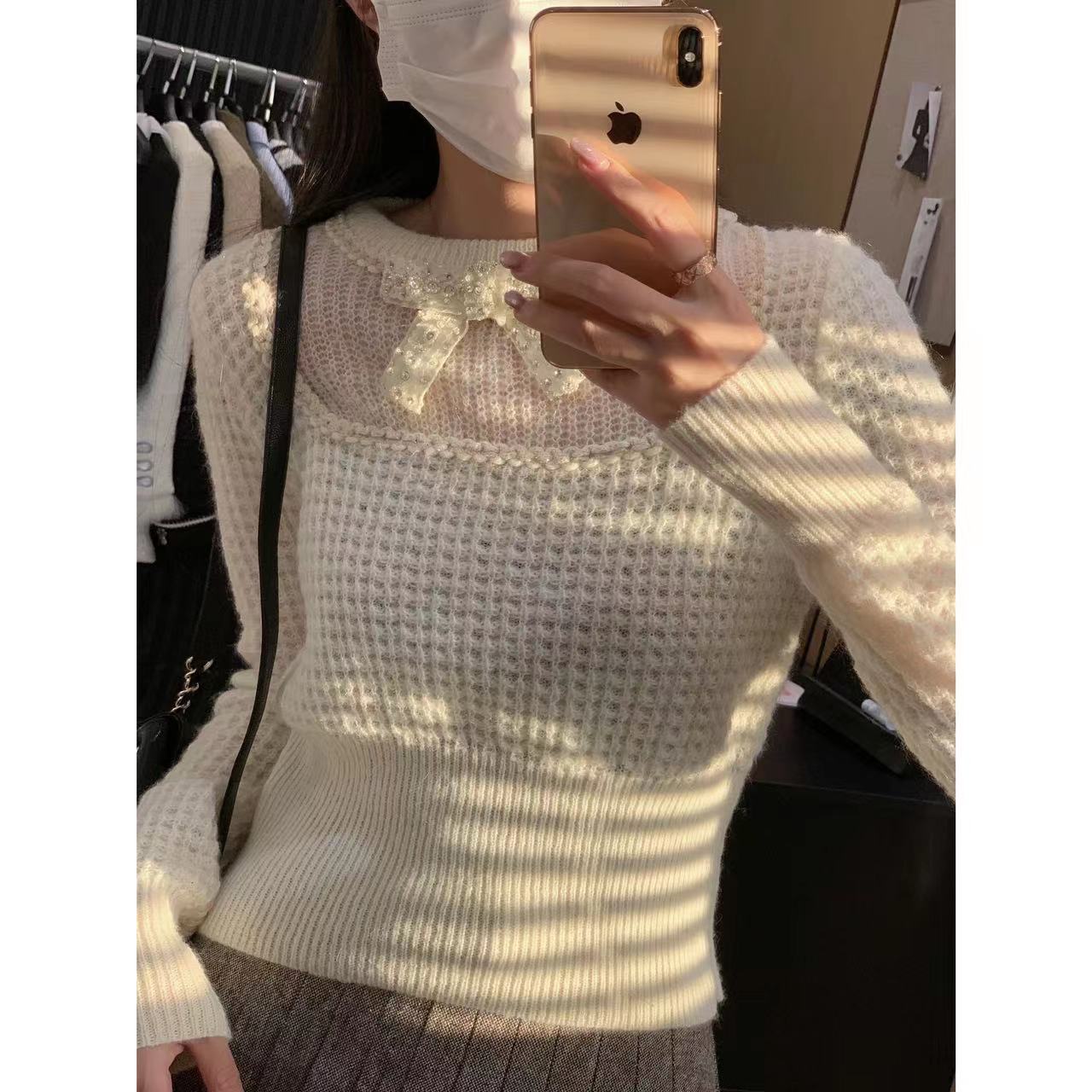 宋仁何12月21号晚上7点开抢【花园派对】蝴蝶结别致内搭针织衫