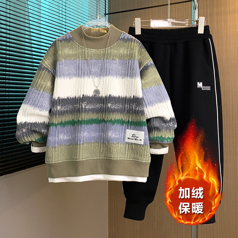 A男童中大童冬款奥利绒加绒加厚休闲两件套DF-套装1650