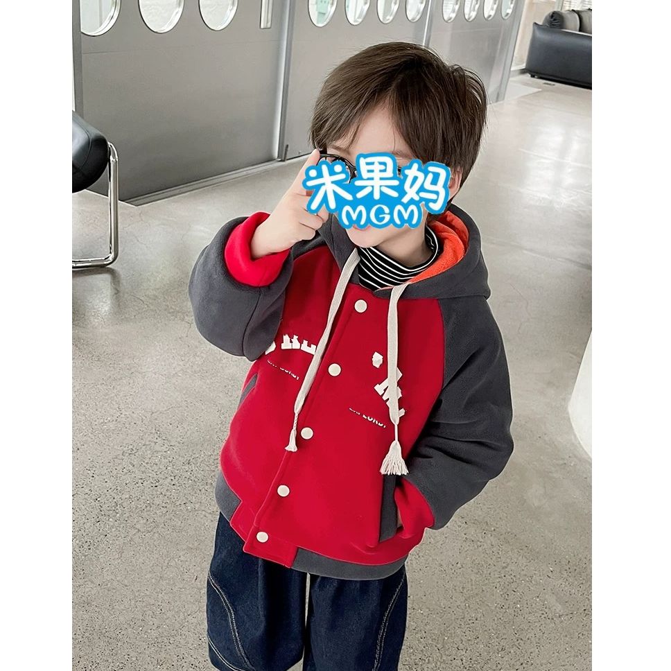 儿童冬季新款加棉加绒时尚休闲连帽外套D4801