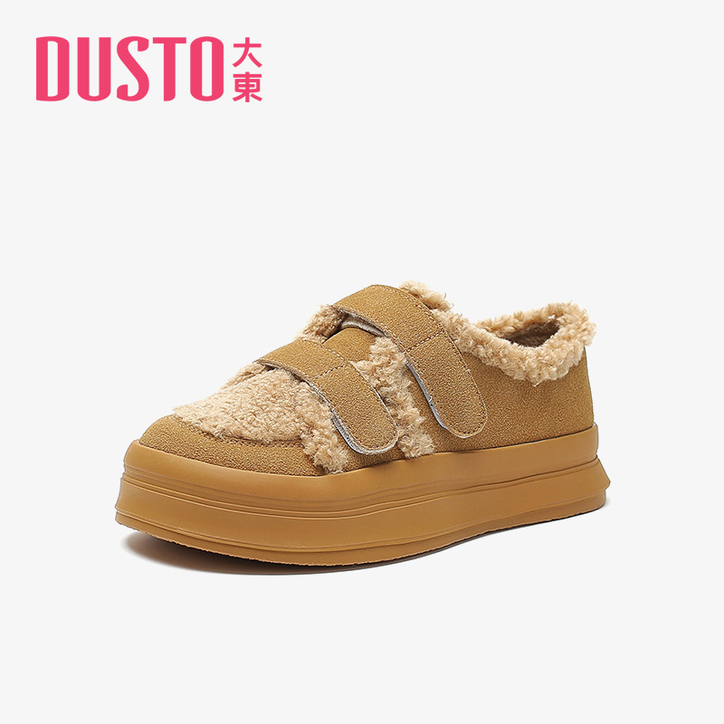 DUSTO/大东时尚板鞋女春季新款甜美风中跟加绒可爱圆头女鞋C0661