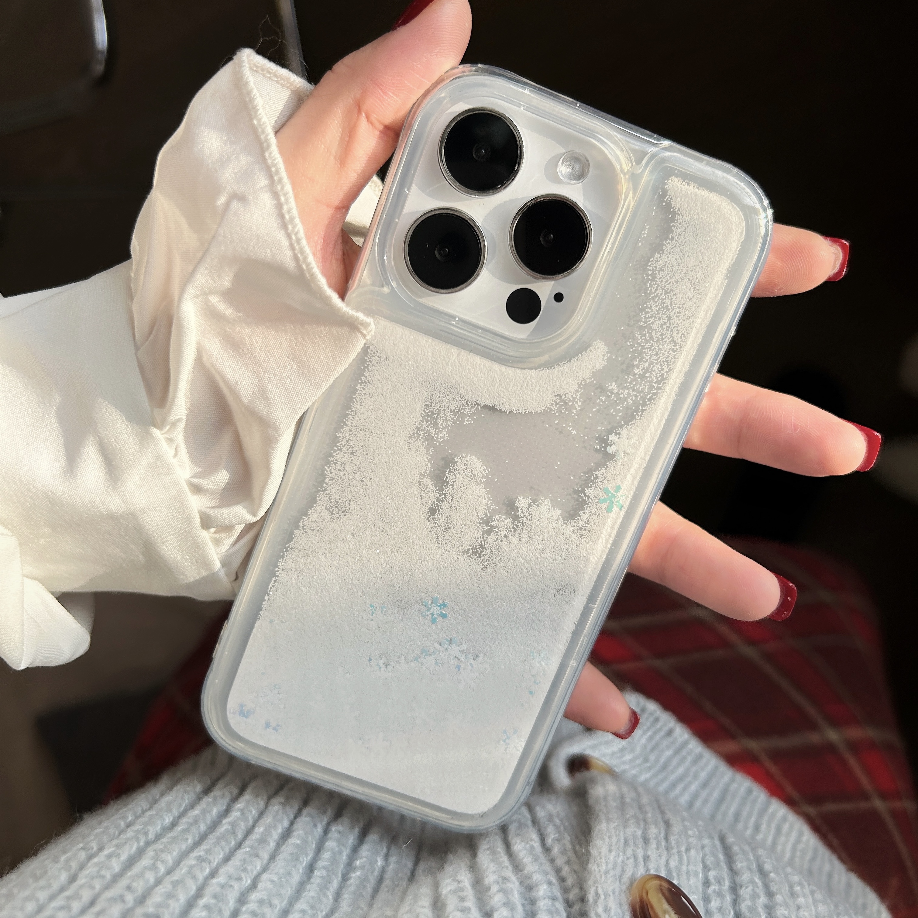 流沙网红雪花适用于iphone15手机壳苹果13/14promax卡通12/11可爱