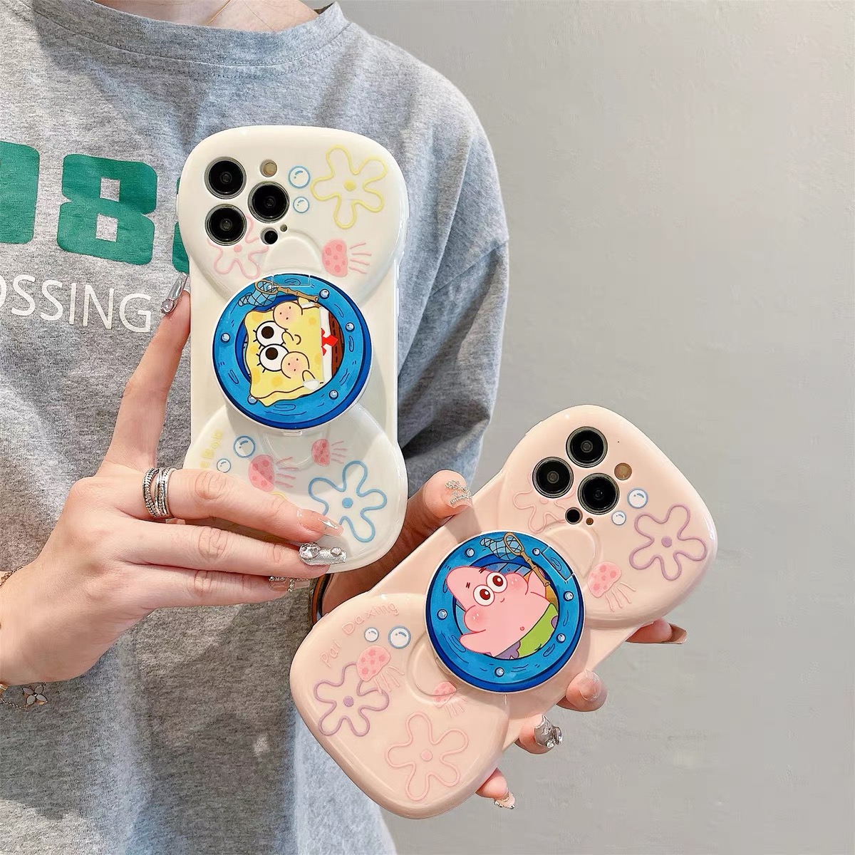 海绵宝宝支架适用于苹果13手机壳iphone14promax防摔12/11全包女