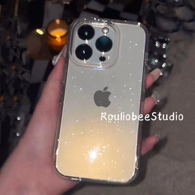 透明细闪粉苹果14/13promax手机壳iPhone12全包11/xs全包xr女78p