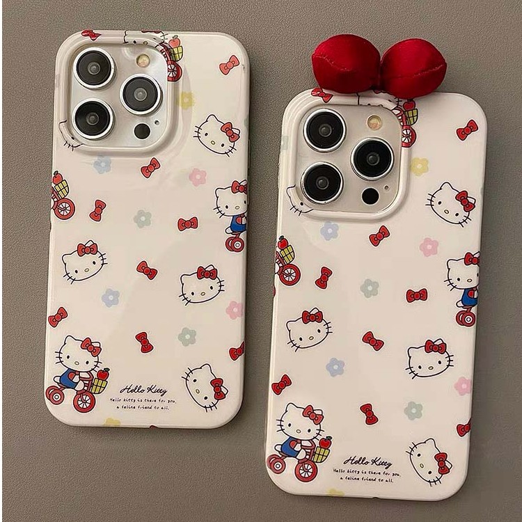 骑单车KT卡通适用苹果15手机壳iPhone13/14promax新款12磨砂11软