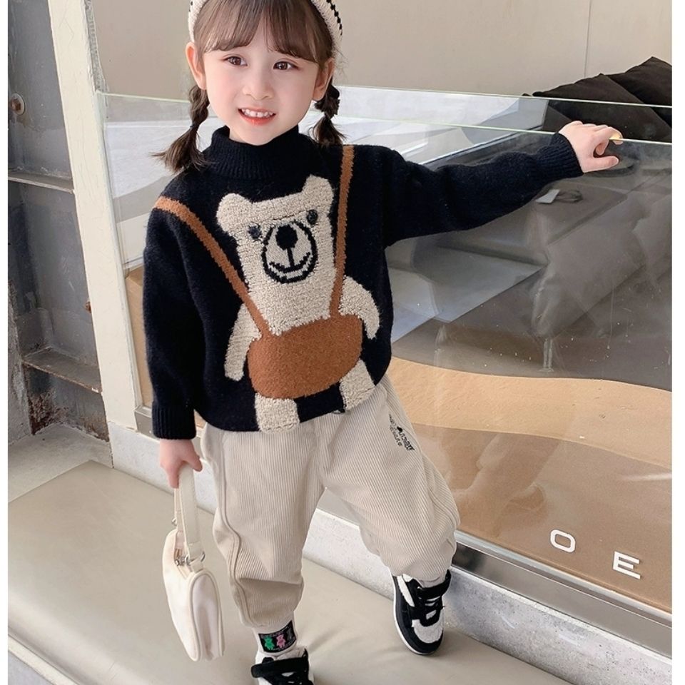 【品牌】儿童水貂绒男女套头毛衣加绒加厚一体绒秋冬打底线衣针织衫