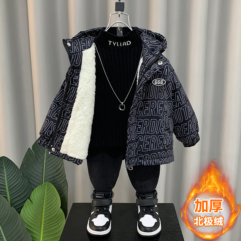 男童冬装棉服宝宝加绒加厚棉衣2023新款小童派克服棉袄反季清仓潮