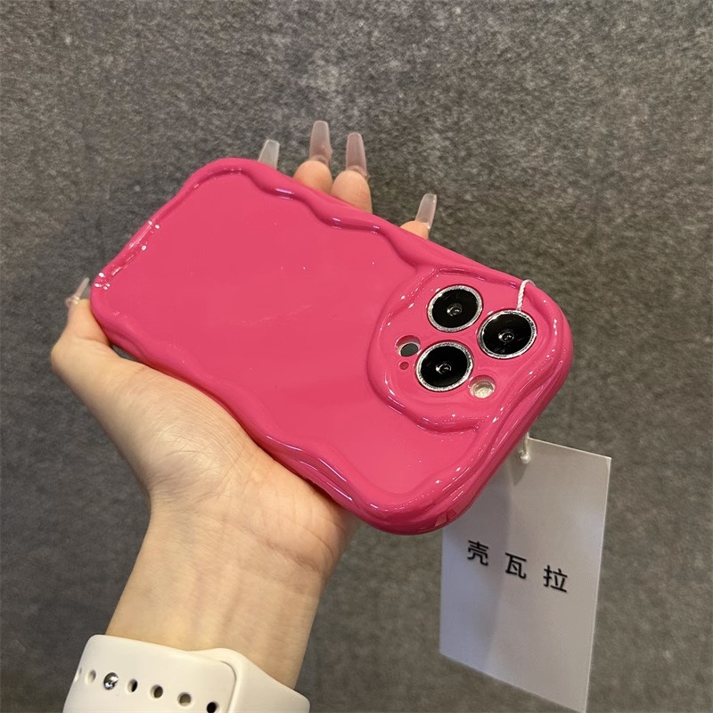 玫红色奶油边iphone14promax苹果13手机壳15高级感12小众11新款xr