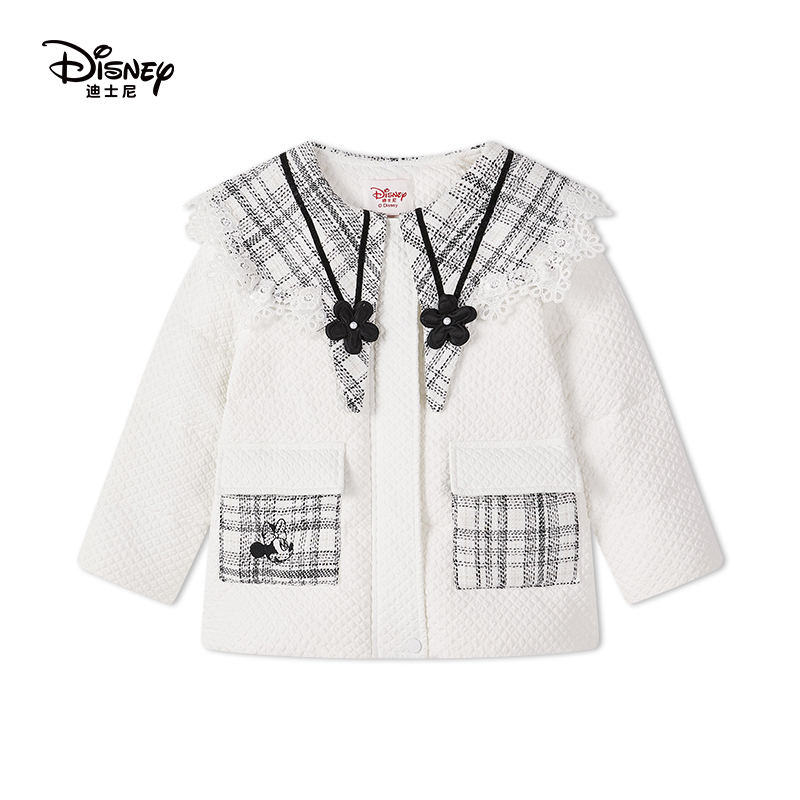 Disney/迪士尼新款女童冬季翻领小香风保暖时尚外套羽绒时尚小童
