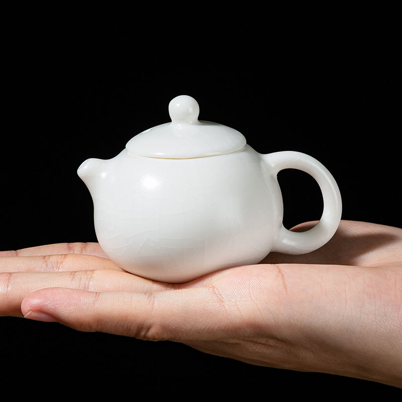 白汝开片把玩壶拇指壶收藏壶男士专用陶瓷精品茶道茶室品茶壶