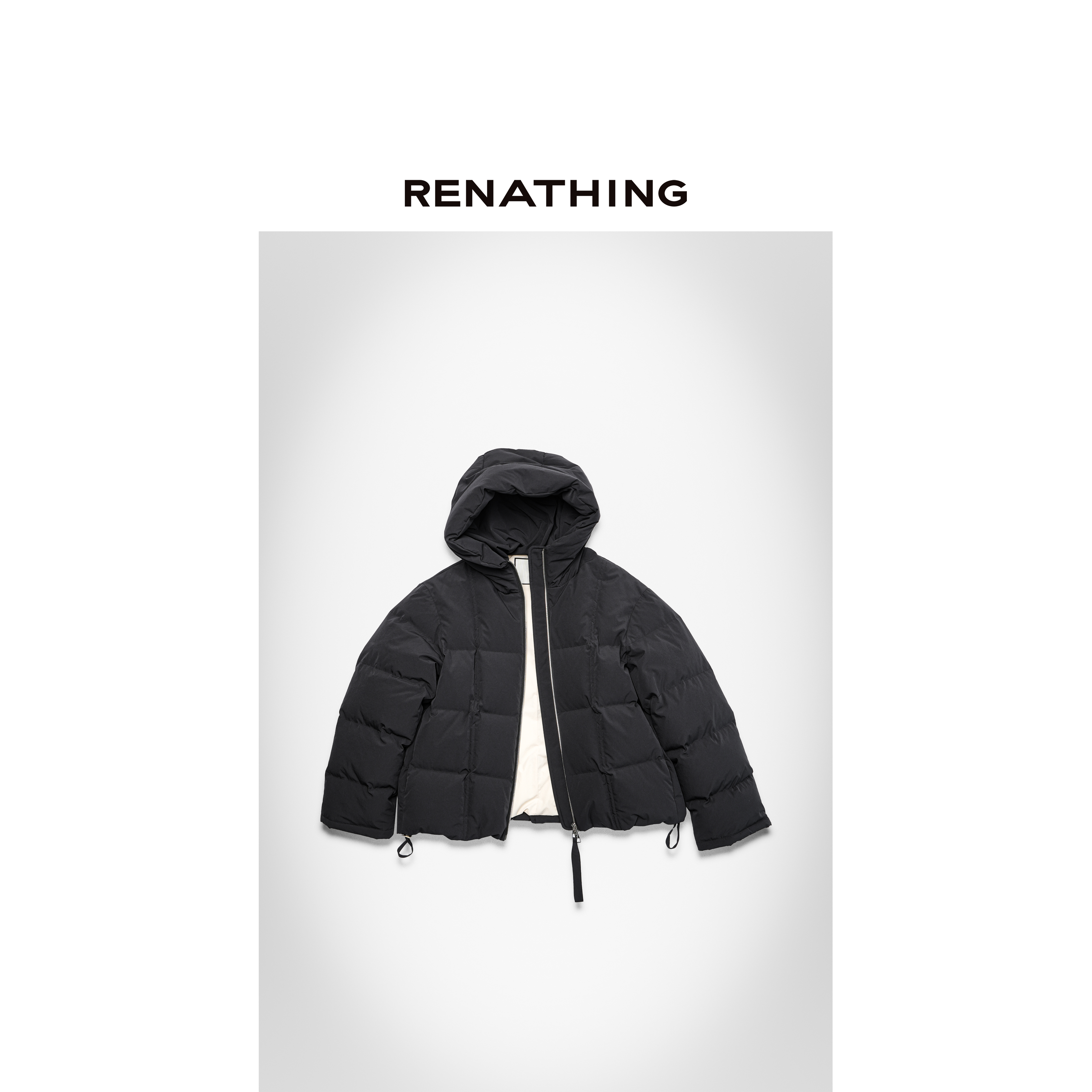 【RENATHING】纯色抽绳绗缝短款羽绒服