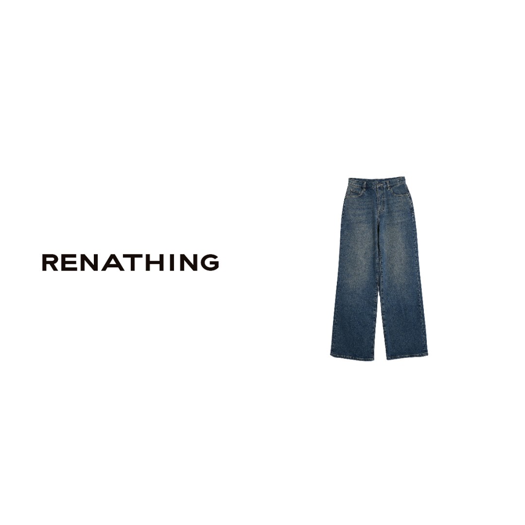 【RENATHING】复古蓝休闲牛仔裤
