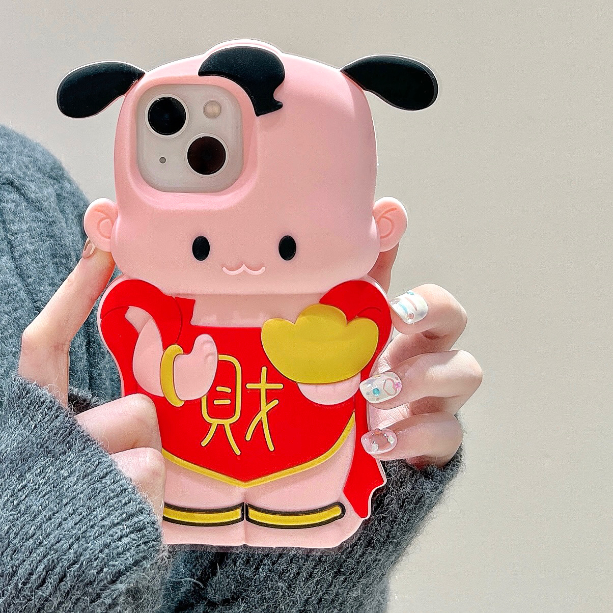 招财童子福娃软硅胶手机壳可爱立体防摔神器少女卡通趣味全包ins·
