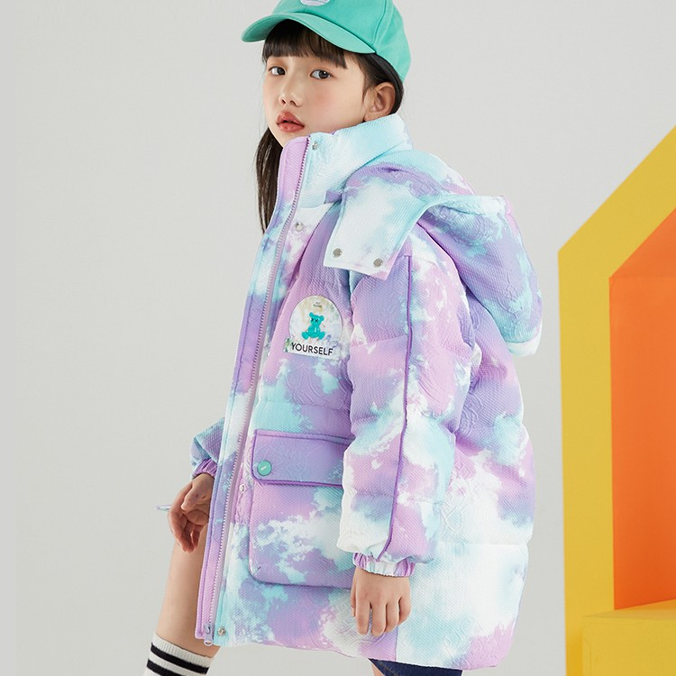 2023新款儿童羽绒服女孩中大童装中长款中长款V/雅鹿中长羽绒服