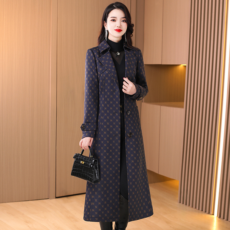 高档风衣外套女士秋季时尚洋气薄款贵夫人收腰中长款洋气显瘦上衣