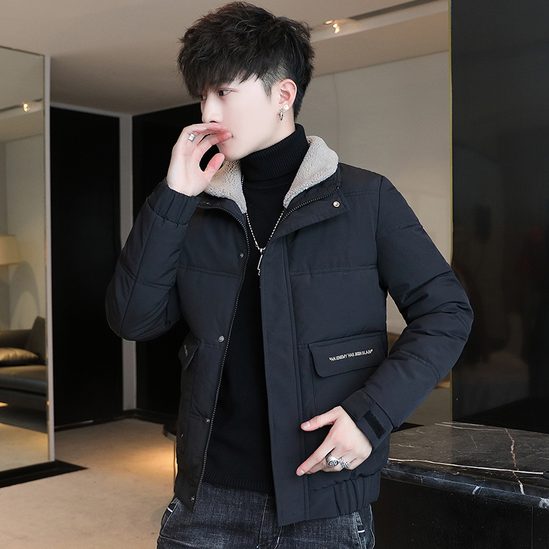 冬季爆款男士外套大码加厚保暖棉衣修身潮流休闲棉服翻领短款棉袄