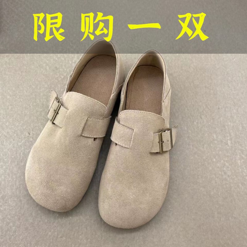 红蜻蜓牌2023热卖复古豆豆鞋反毛皮软底懒人博肯鞋卡码拍大一码