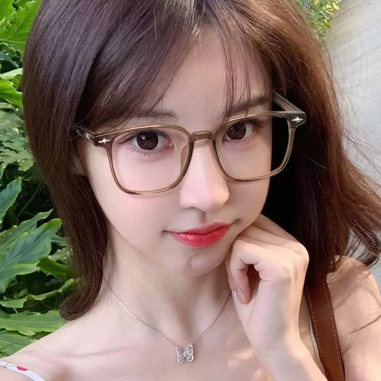 茶色近视眼镜框女超轻大框可配有度数圆脸显瘦韩版潮眼睛架防蓝光