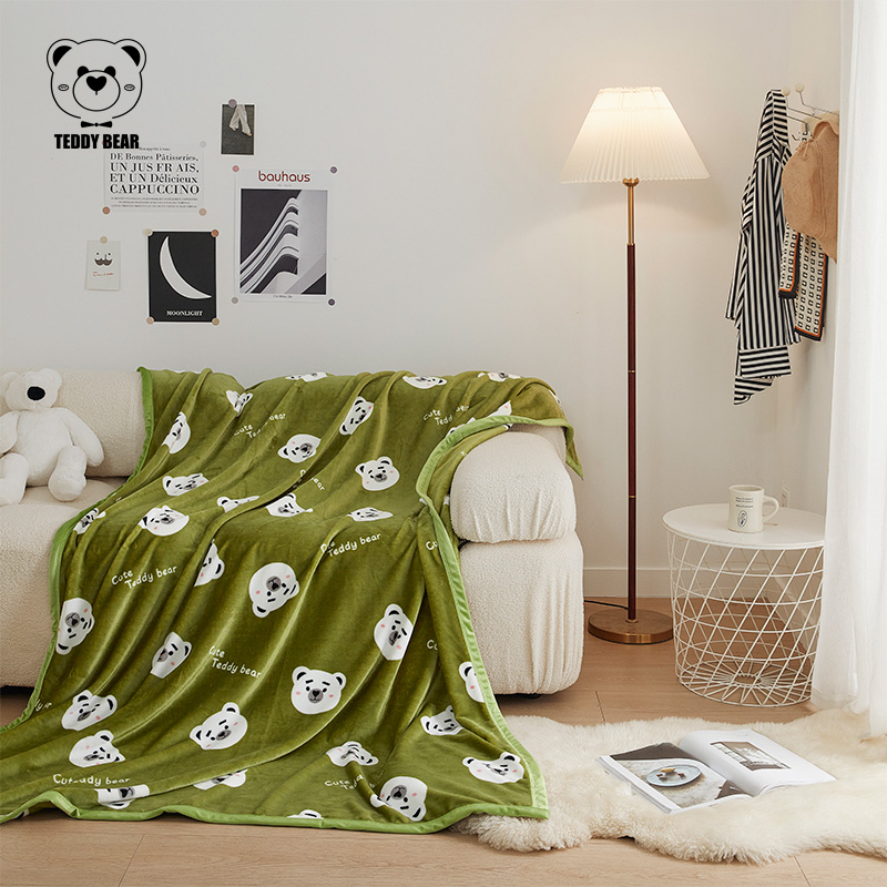 TeddyBear/泰迪熊【YM】多功能双面加厚午睡奶芙绒毛毯睡毯沙发毯