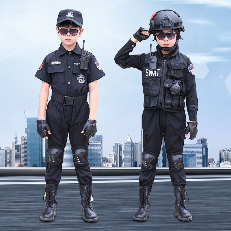 儿童警官衣服战术马甲衣服小军装服演出服男女童角色扮演