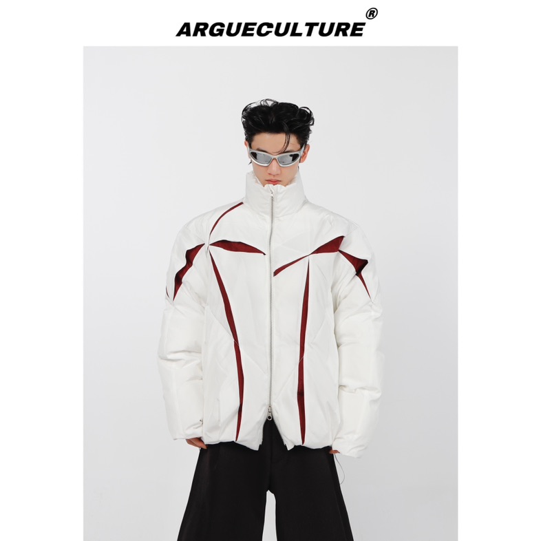 CulturE小众分割解构设计感棉服外套立领加厚面包服拼色短款棉衣
