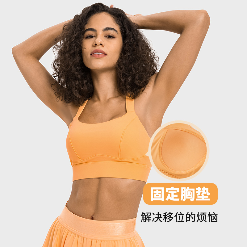 运动内衣女防震裸感高弹运动瑜伽文胸美背一体固定杯braDW227