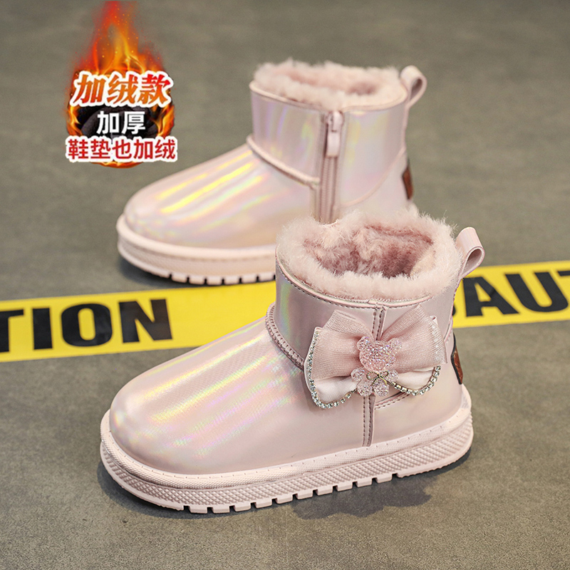 回力潮品儿童雪地靴冬季加绒加厚女童靴子中大童防水冬靴东北棉鞋