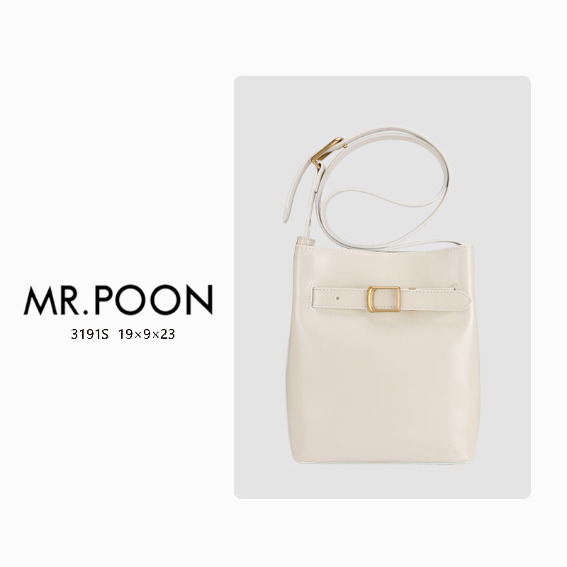 Mr.Poon/潘先生秋冬新款轻奢单肩包水桶包简约女包方桶包