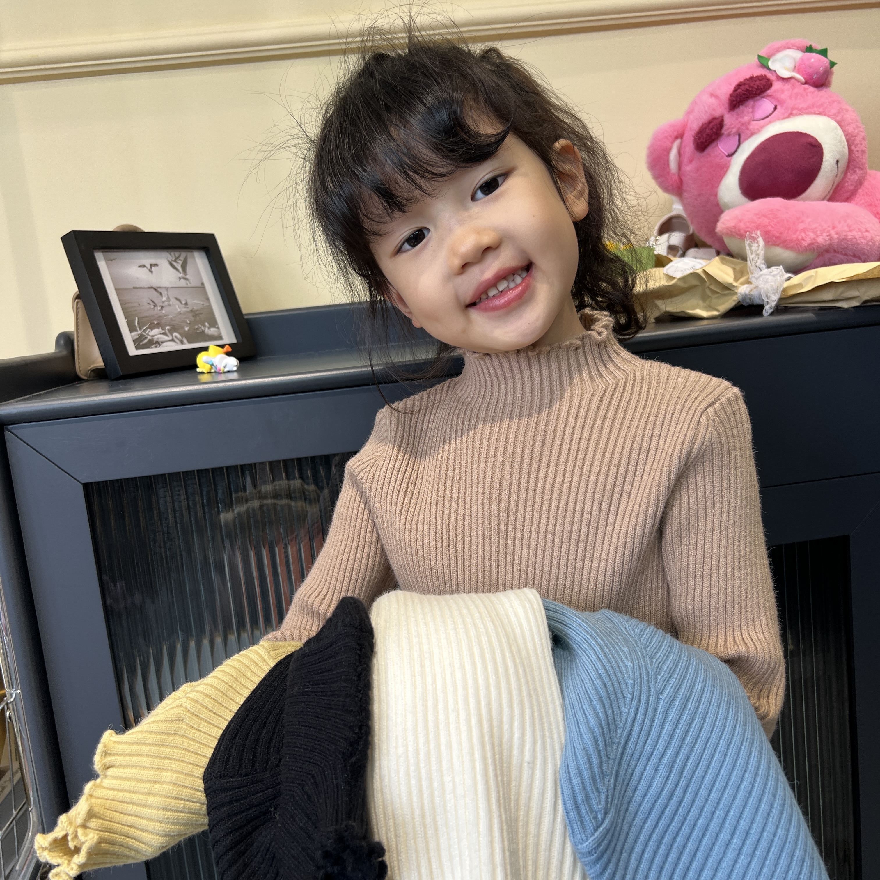 【YH.kids】秋季女童时尚新品花边半高领针织木耳边内搭毛衣GZ9089