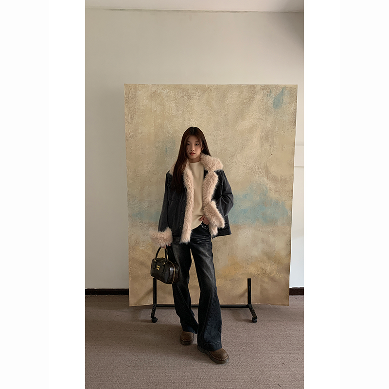 【清仓】短款复古宽松加厚韩版秋冬拼接冬季可拆卸牛棉服234X2212#