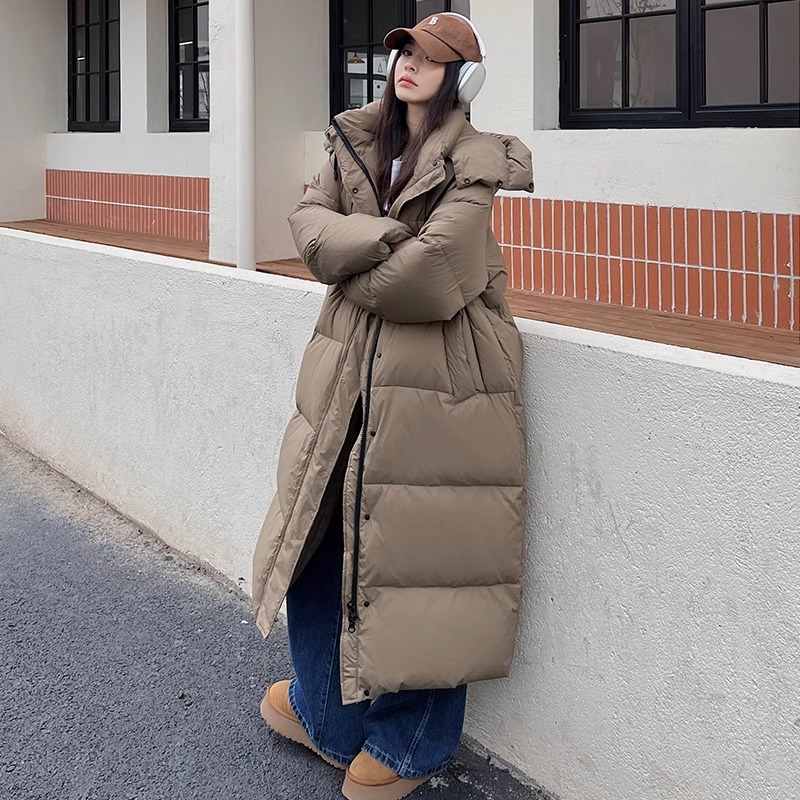 2023年新款连帽棉服女中长款学生面包服设计感小众棉袄棉衣外套潮