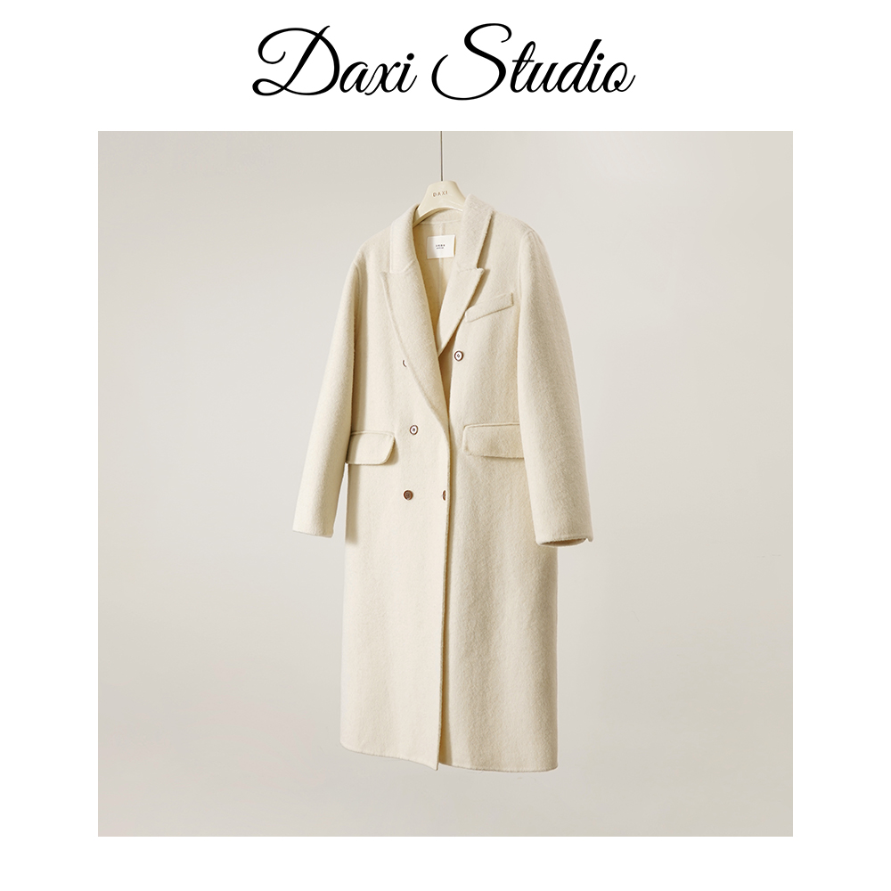 DX.DAXI【寄相思】高级感米色双面呢风衣外套女冬季新款韩版慵懒风
