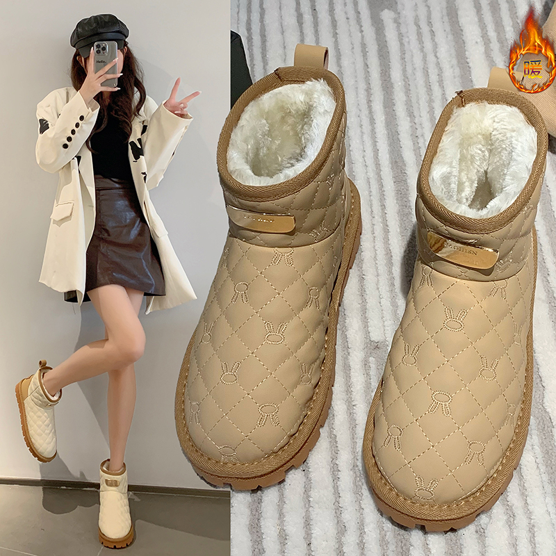 回力瑞雪地靴女皮毛一体2023新款冬季加绒加厚保暖防水厚底棉鞋