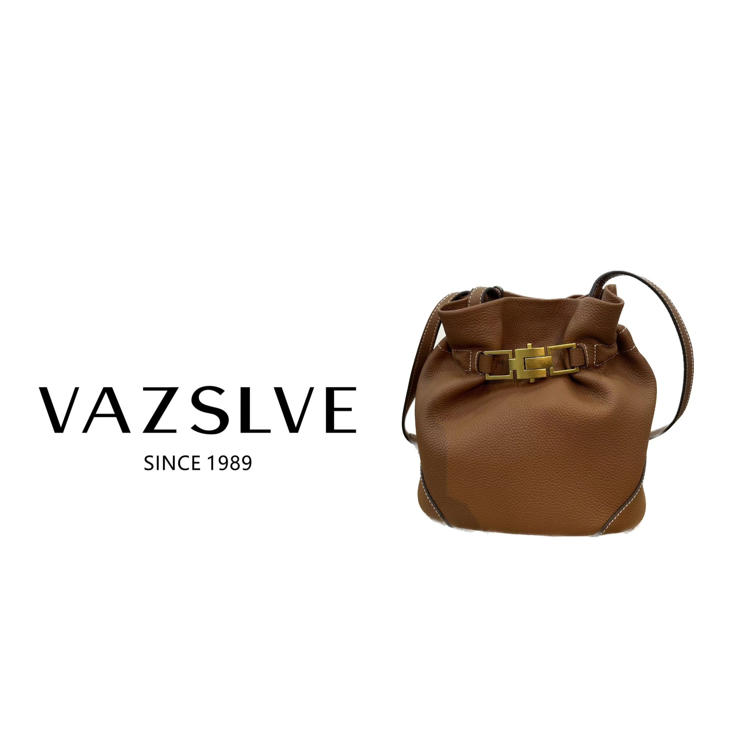 VAZSLVE/秋冬时尚复古轻奢小众斜挎精致斜挎包1008棕色