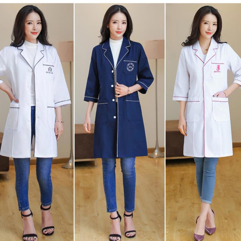美容院美容师皮肤管理工作服女白大褂长袖医生护士服短袖定制药店