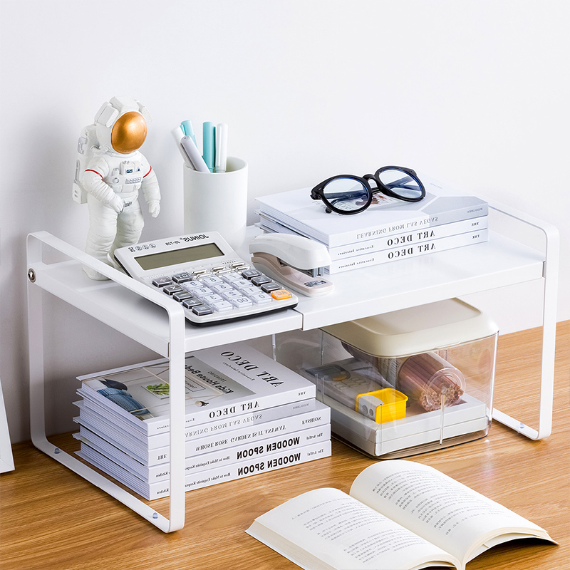 简易书架置物架办公室桌面打印机架子伸缩多层宿舍书桌整理收纳架