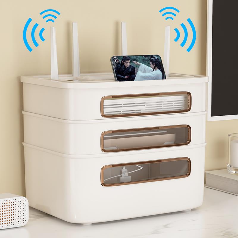 秋冬家居无线网电视柜机顶盒路由器盒子收纳盒置物架桌面整理线盒