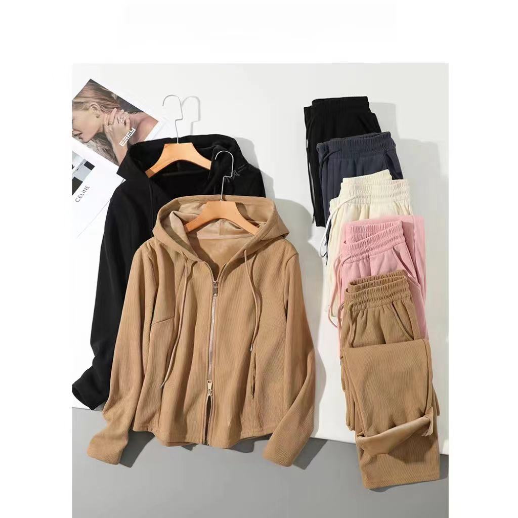 【玲姐专属】新款加绒版休闲运动秋冬时尚爆款女士卫衣套装显瘦气质