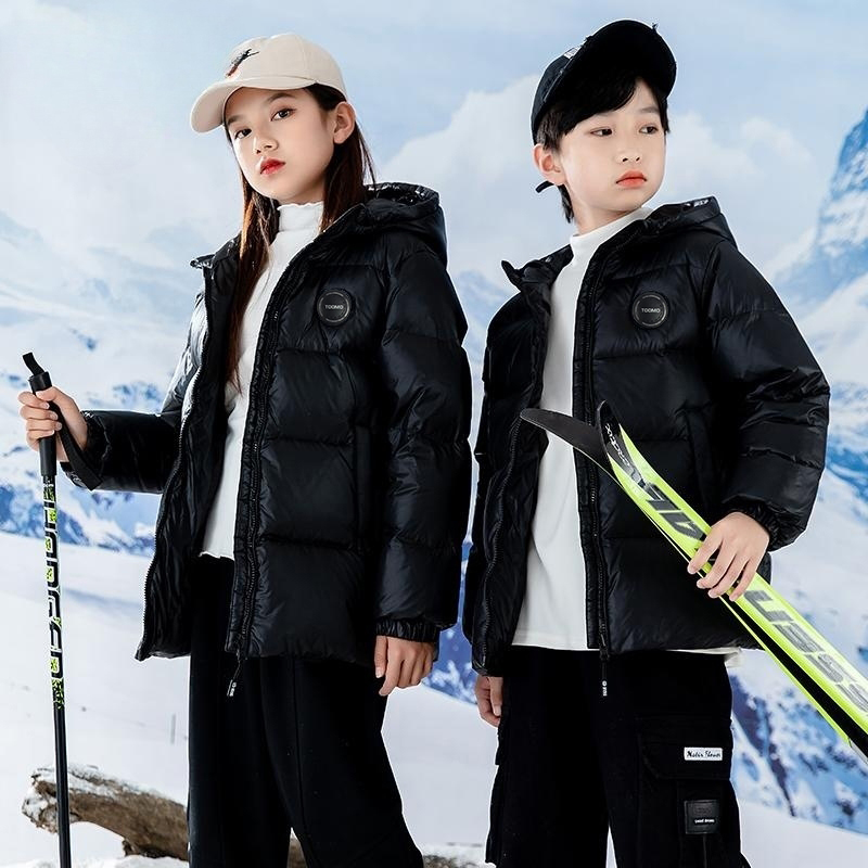 【ma】淘淘猫旗舰店 冬季儿童新款黑金系连帽休闲羽绒服外套6636