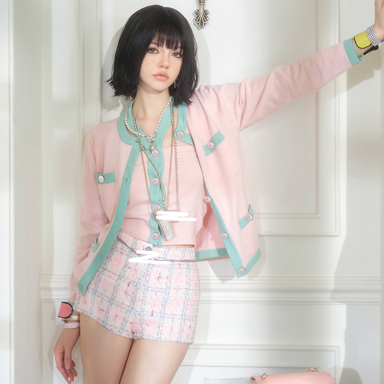 “Walk in The Beverly Hills”小香24C秀款撞色针织套装 MY3625