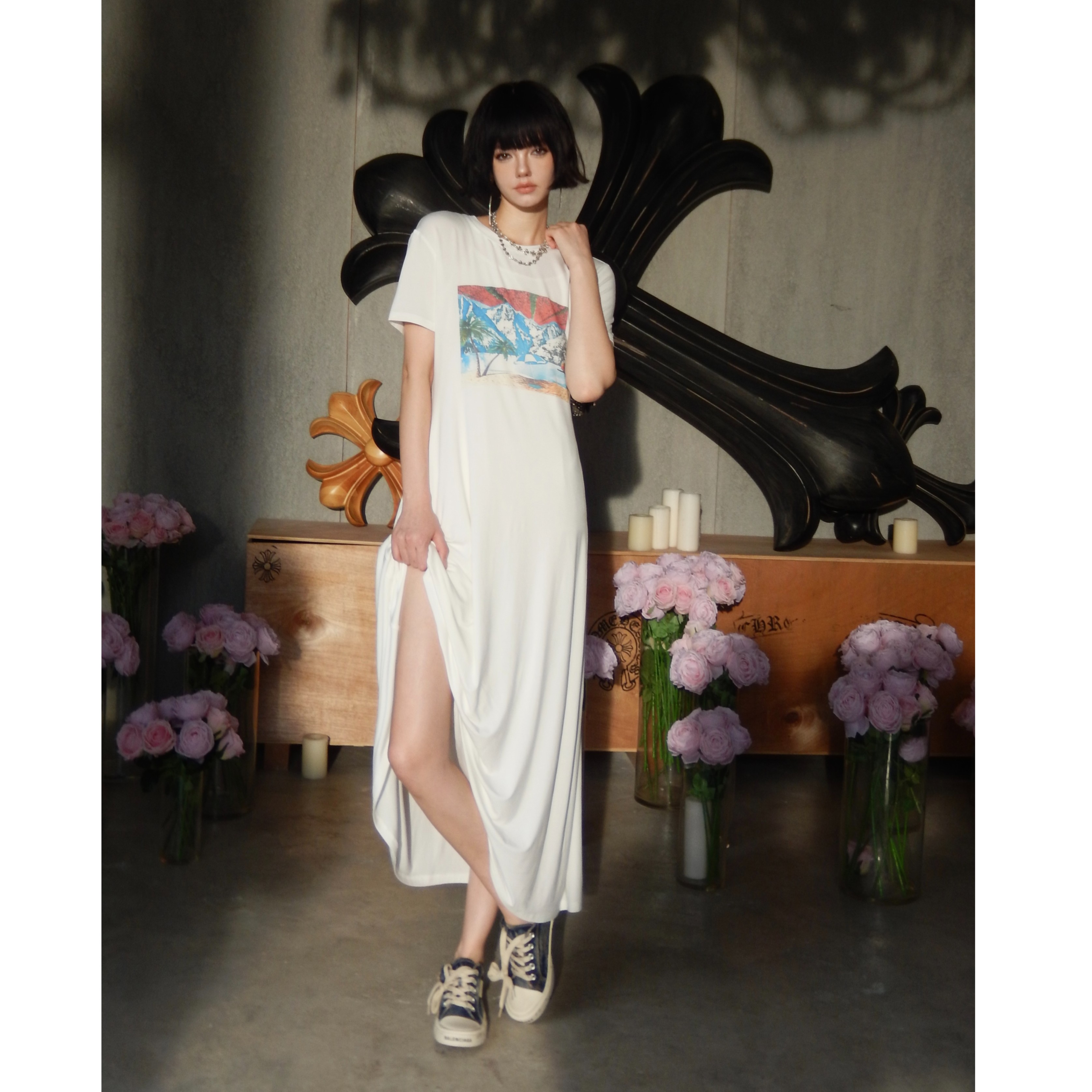 FOREVERCAN “higt end casual”  印花T恤连衣裙 SD18957