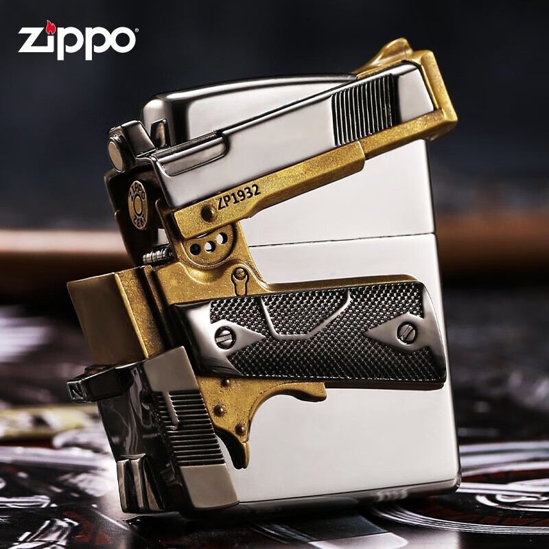 ZIPPO【神枪手】镜面套壳贴章男士复古个性高档送礼收藏