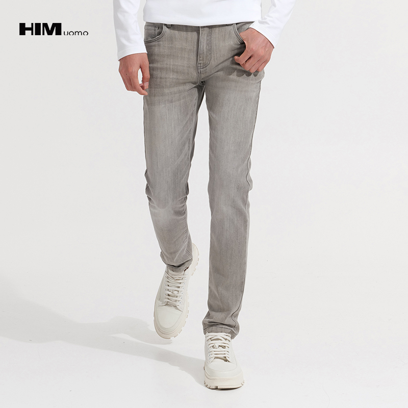 HIM漢崇【商场同款】复古做旧洗水舒适耐磨百搭修身牛仔裤 秋冬新款