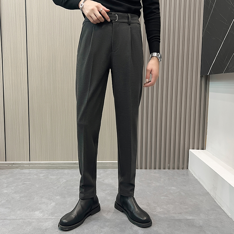 男士毛呢裤子秋冬款YOUS新款小脚加厚休闲西裤修身呢子男款西装裤