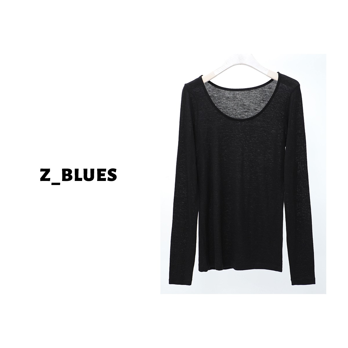 Z.blues【圆领薄款】宽松休闲气质深领长袖打底针织衫女YZSHXKF230